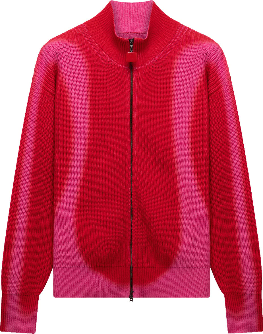 Fisherman Curve Zip Sweater | Red/Pink