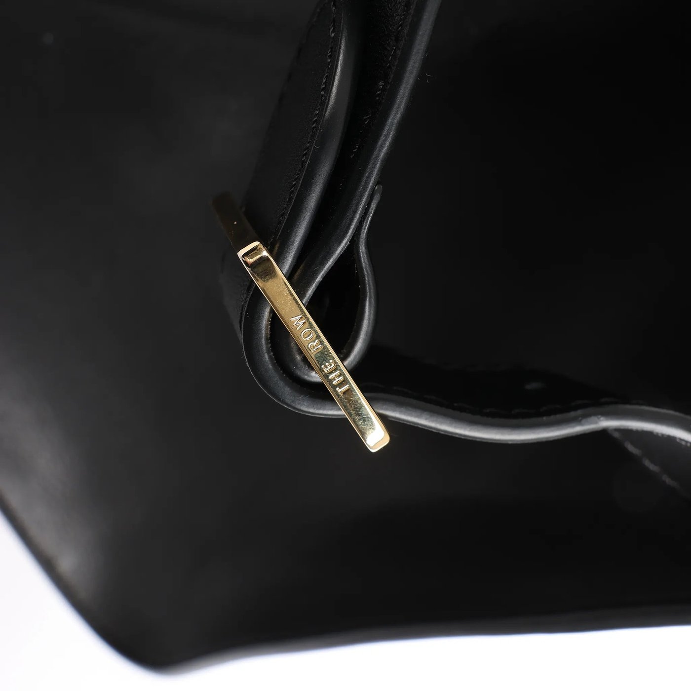 The Row Soft Margaux 15 Leather Handbag in Black