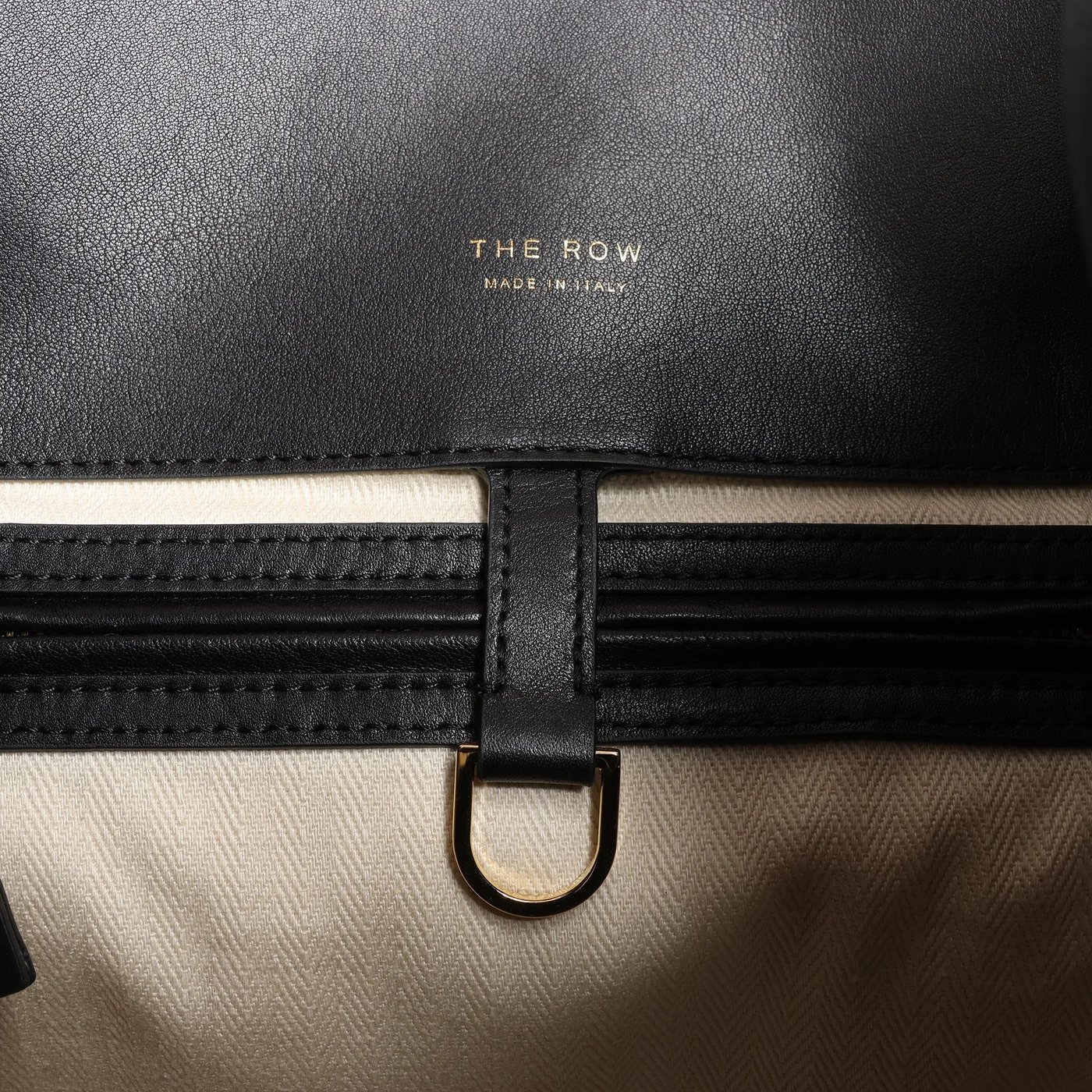 The Row Soft Margaux 15 Leather Handbag in Black