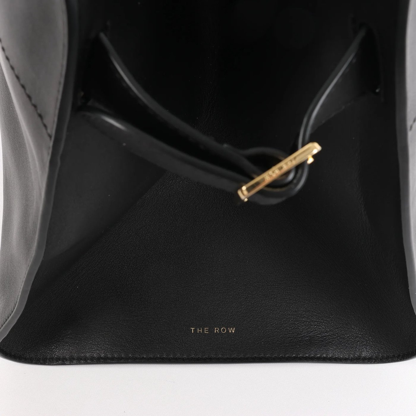 The Row Soft Margaux 15 Leather Handbag in Black