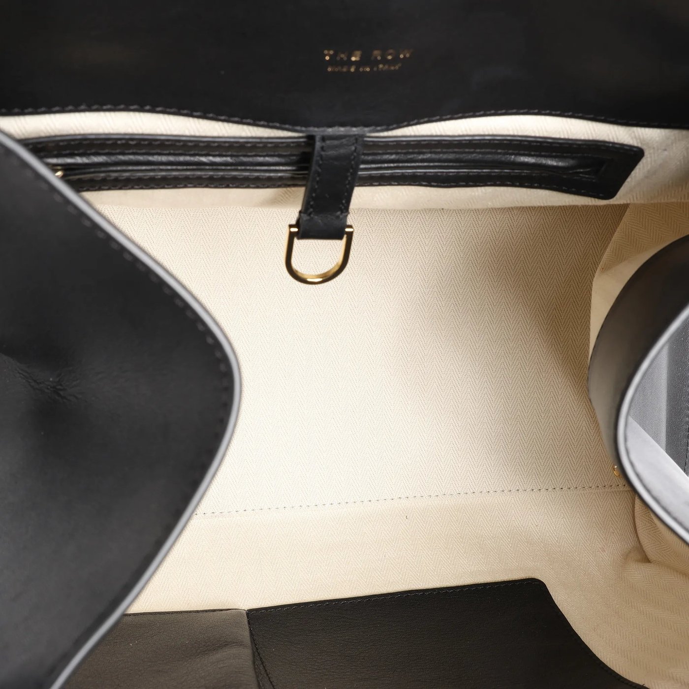 The Row Soft Margaux 15 Leather Handbag in Black