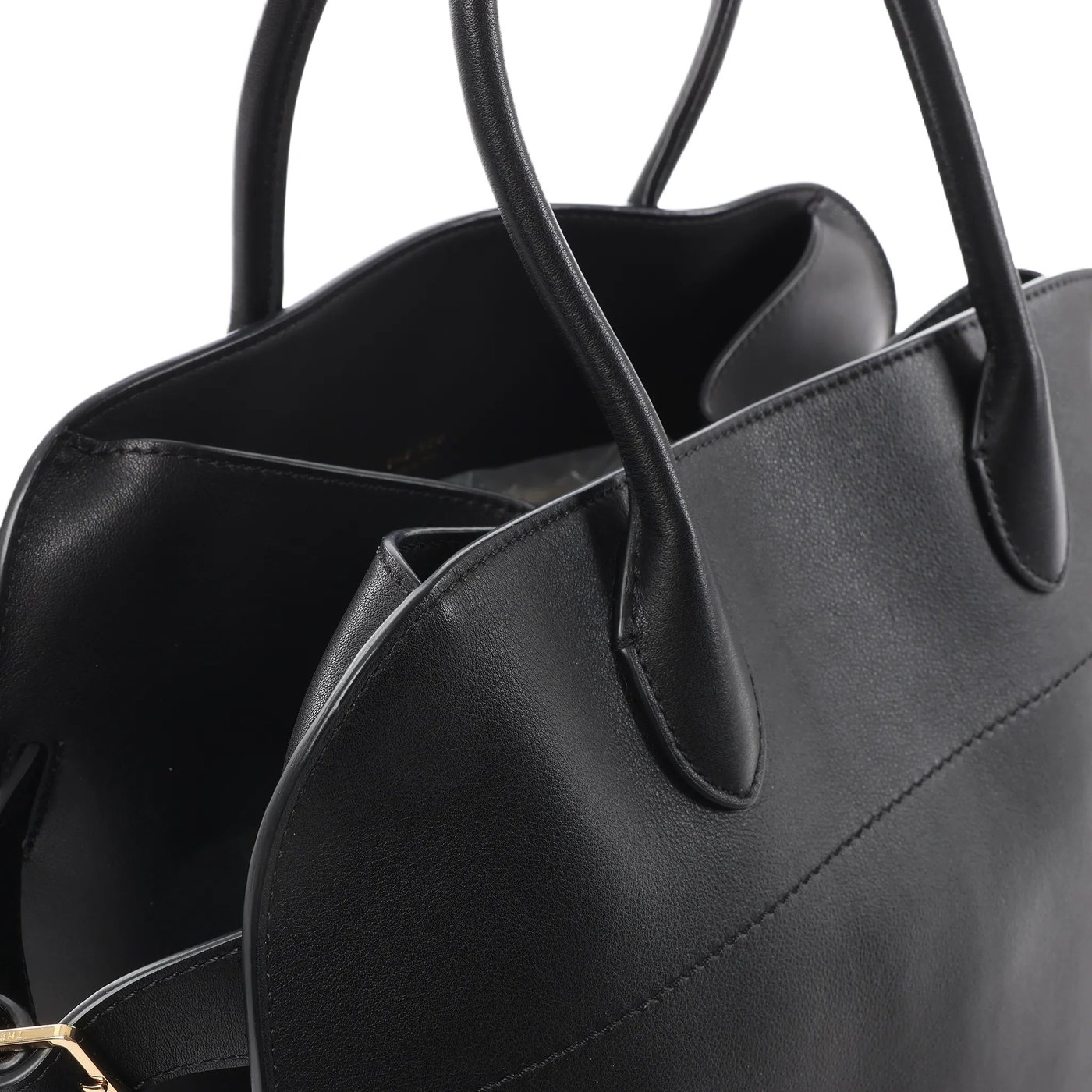 The Row Soft Margaux 15 Leather Handbag in Black