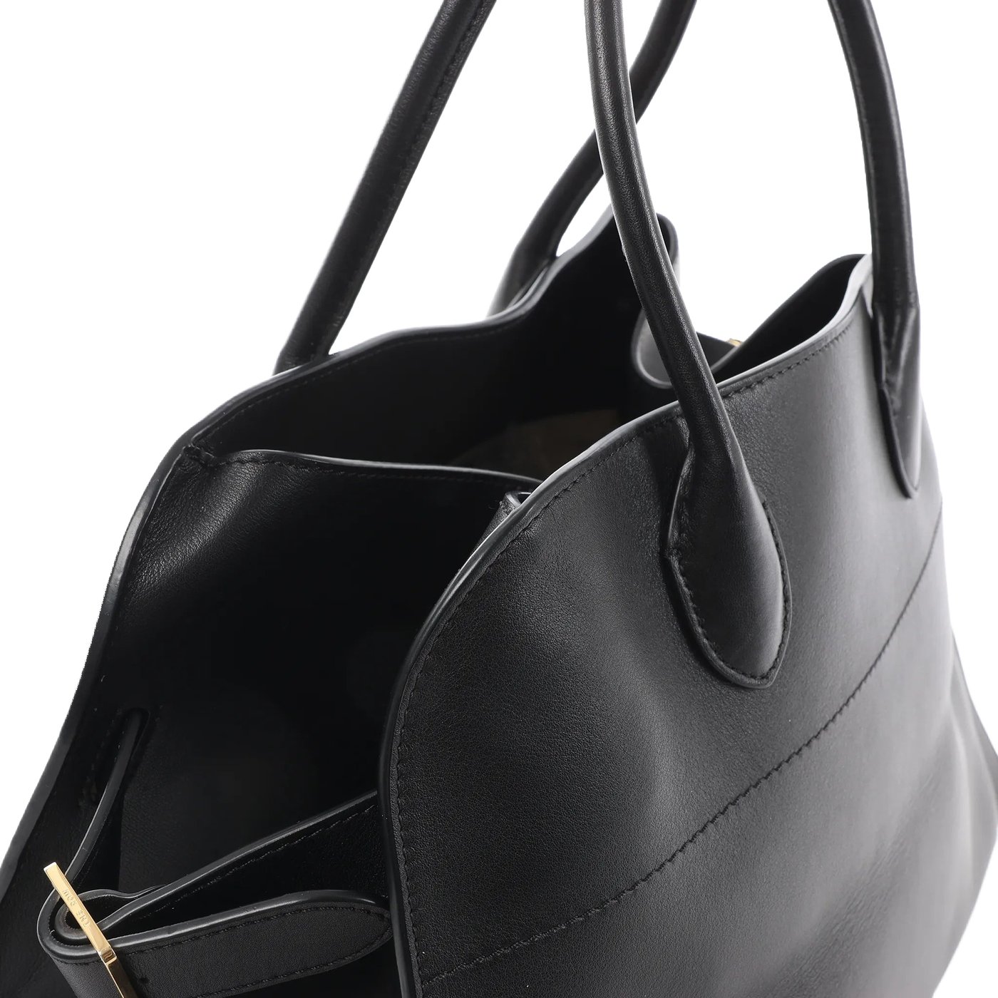 The Row Soft Margaux 15 Leather Handbag in Black