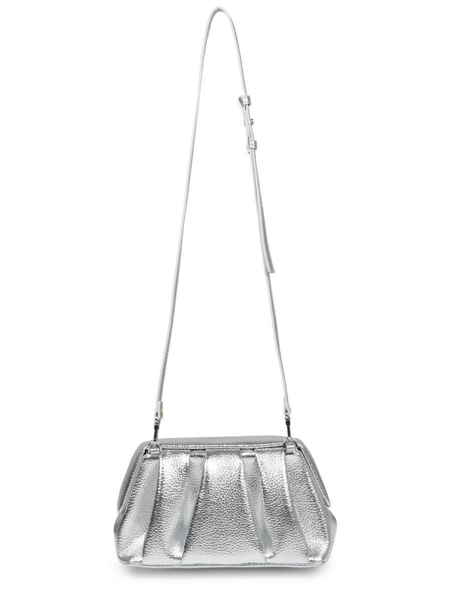 Metallic Silver Shoulder Bag with Structured Design
