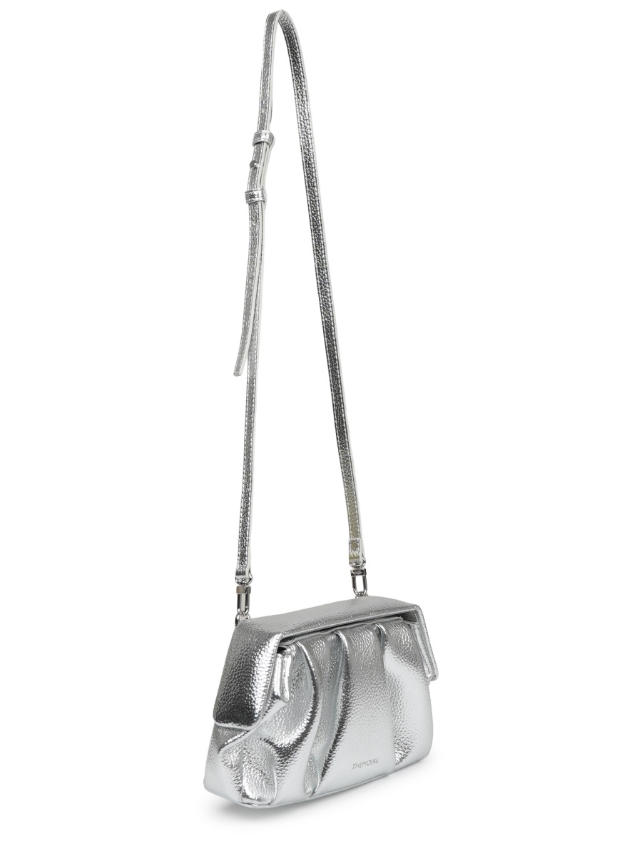 Metallic Silver Shoulder Bag with Structured Design
