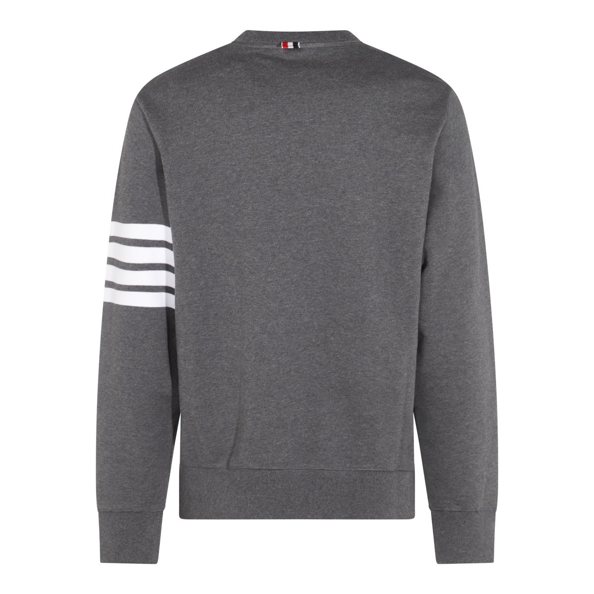 Dark Grey Cotton Sweatshirt With Signature T-Bar Stripes