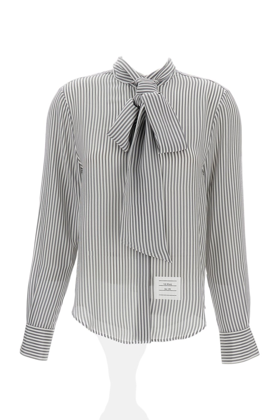 Striped Silk Shirt With Detachable Tie Collar And Signature Details