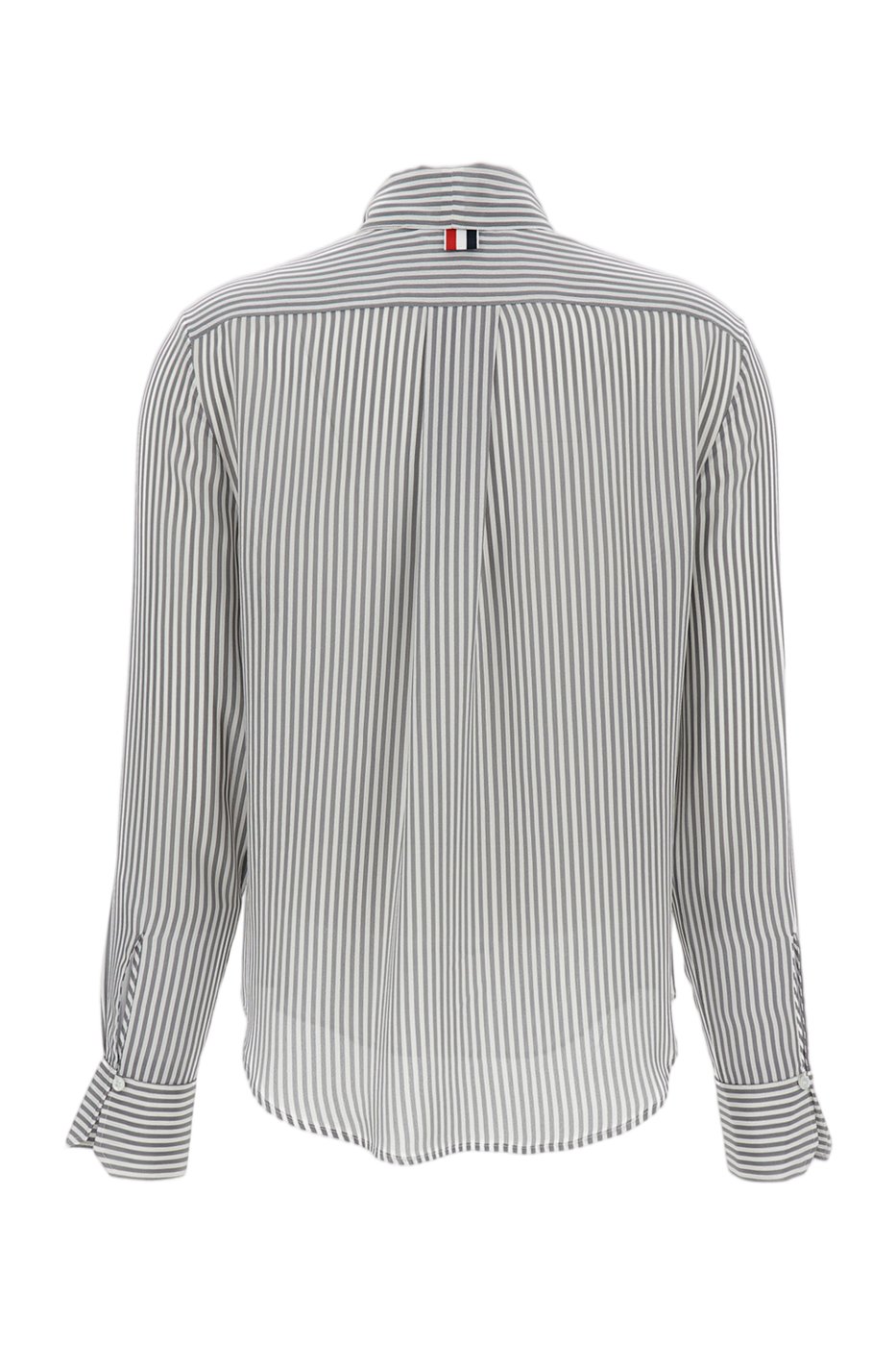 Striped Silk Shirt With Detachable Tie Collar And Signature Details