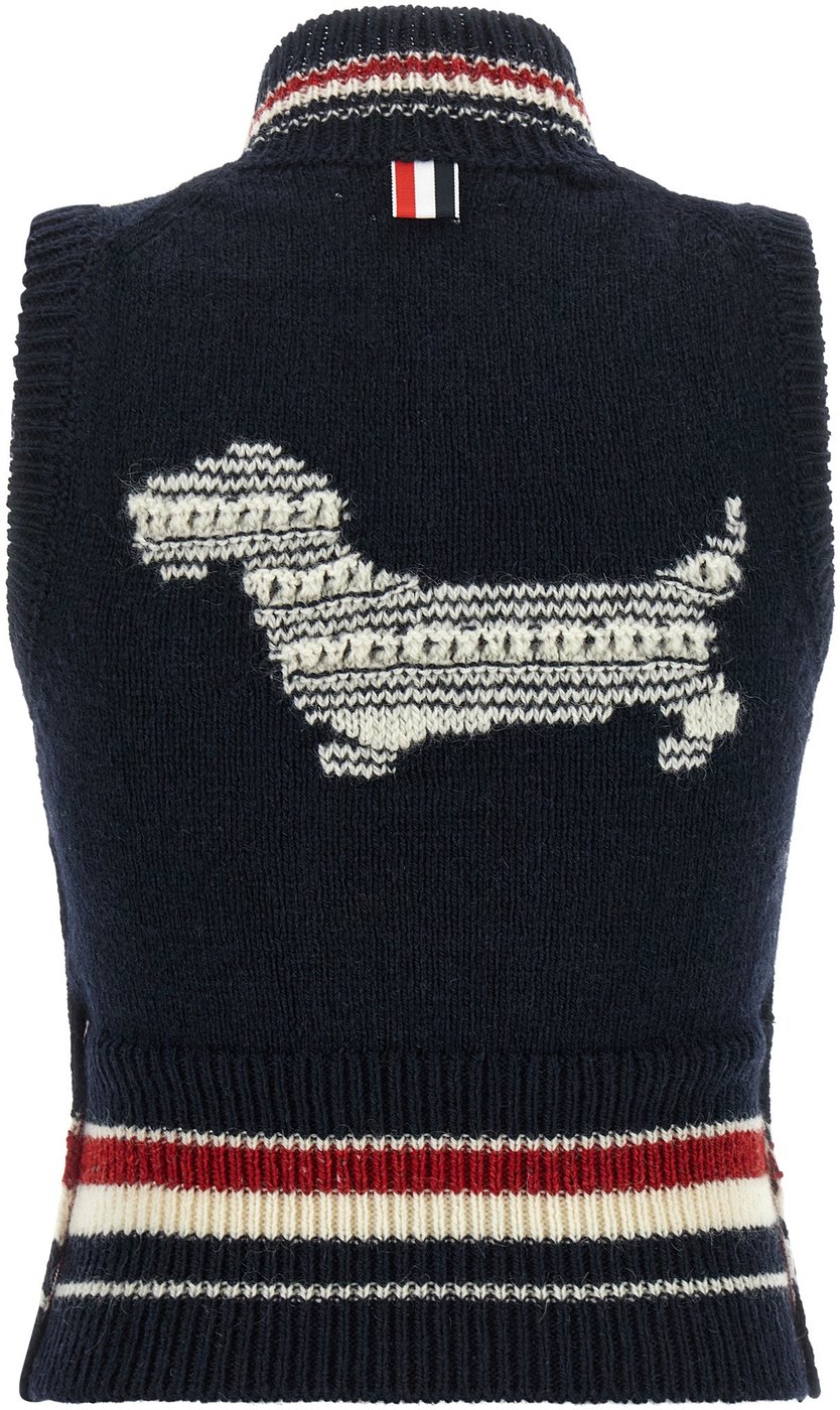 Thom Browne Blue Wool Sleeveless Jacket