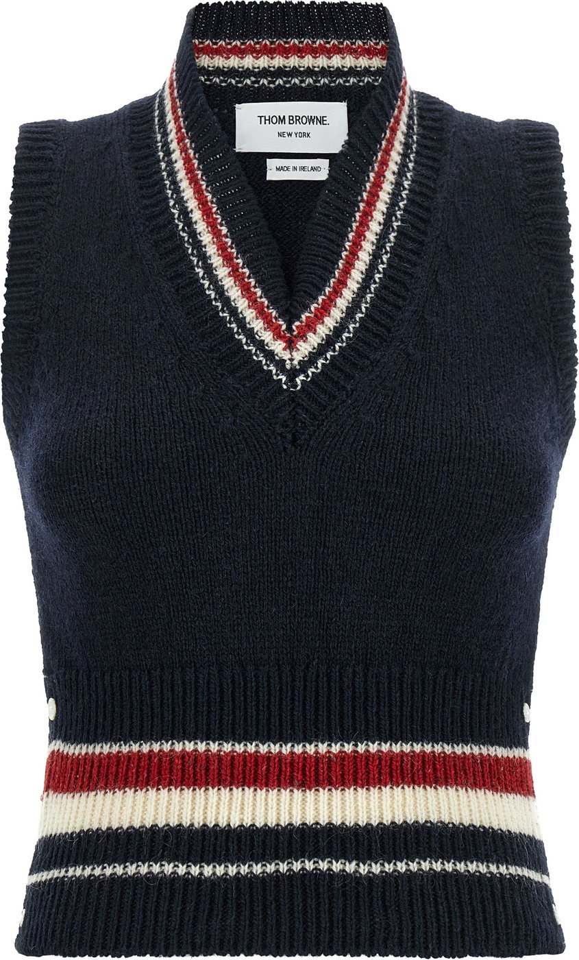 Thom Browne Blue Wool Sleeveless Jacket