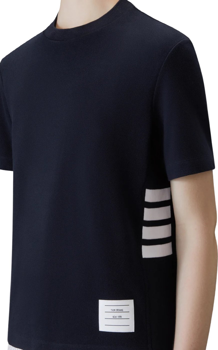 Thom Browne Women's Cotton Pique 4-Bar T-Shirt Navy