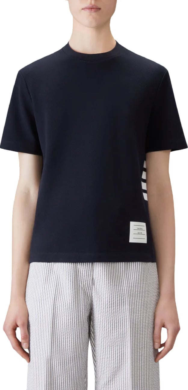 Thom Browne Women's Cotton Pique 4-Bar T-Shirt Navy