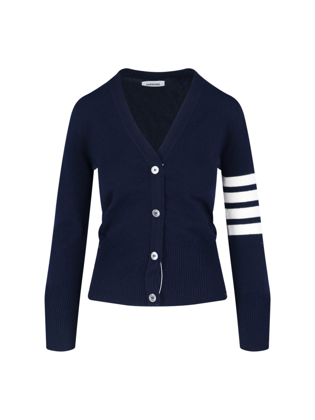 Iconic Cashmere Cardigan with 4-Bar Detail and V-Neckline