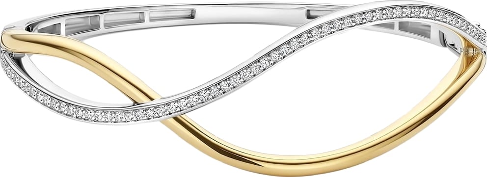 Ti Sento Armband 23101ZY Zilver Bi Color Open Slavenband met Zirkonia