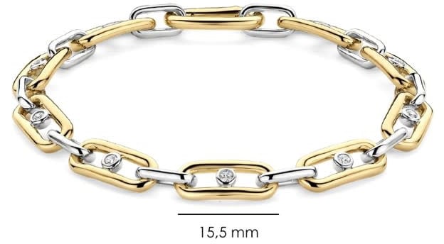 Ti Sento Armband 23112ZY Zilver Bi-color met Zirkonia 6mm x 18cm