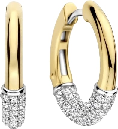 Ti Sento Oorbellen 78088ZY Zilver Bi-color met Zirkonia 3mm x 17.5mm