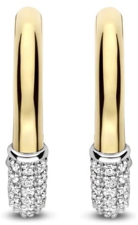 Ti Sento Oorbellen 78088ZY Zilver Bi-color met Zirkonia 3mm x 17.5mm