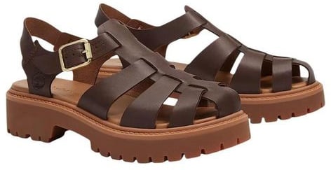 Timberland Brown Leather Flat Sandals