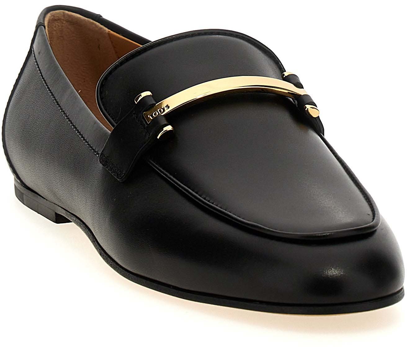 Tod's Black Calfskin Slip-On Loafers