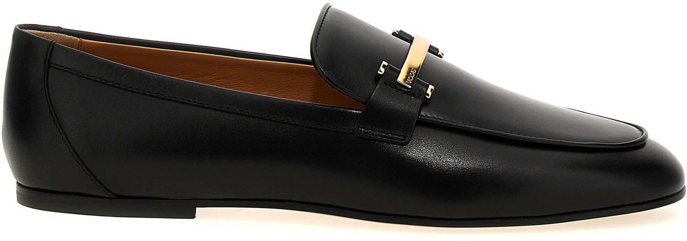 Tod's Black Calfskin Slip-On Loafers