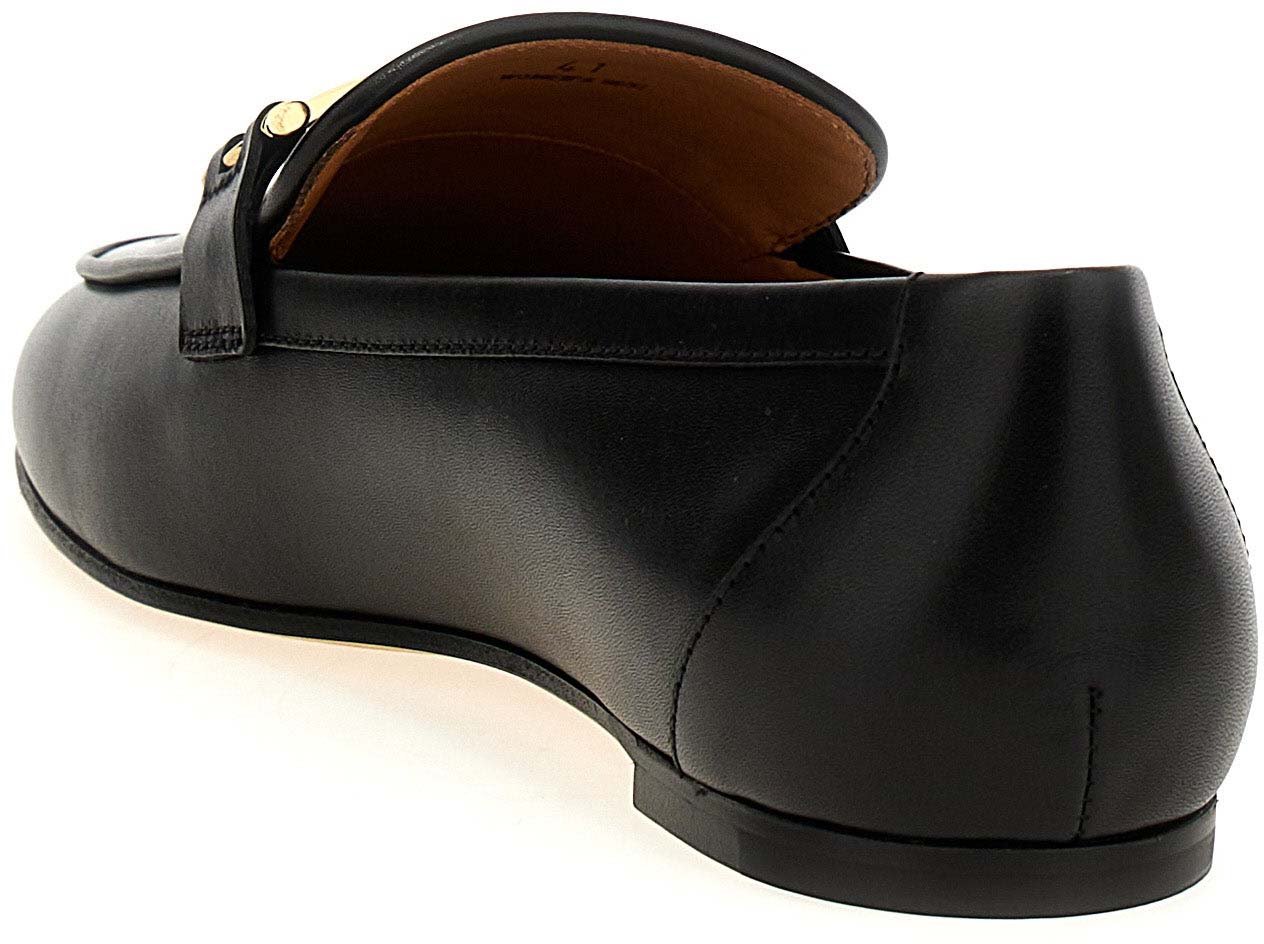 Tod's Black Calfskin Slip-On Loafers