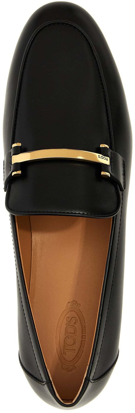Tod's Black Calfskin Slip-On Loafers