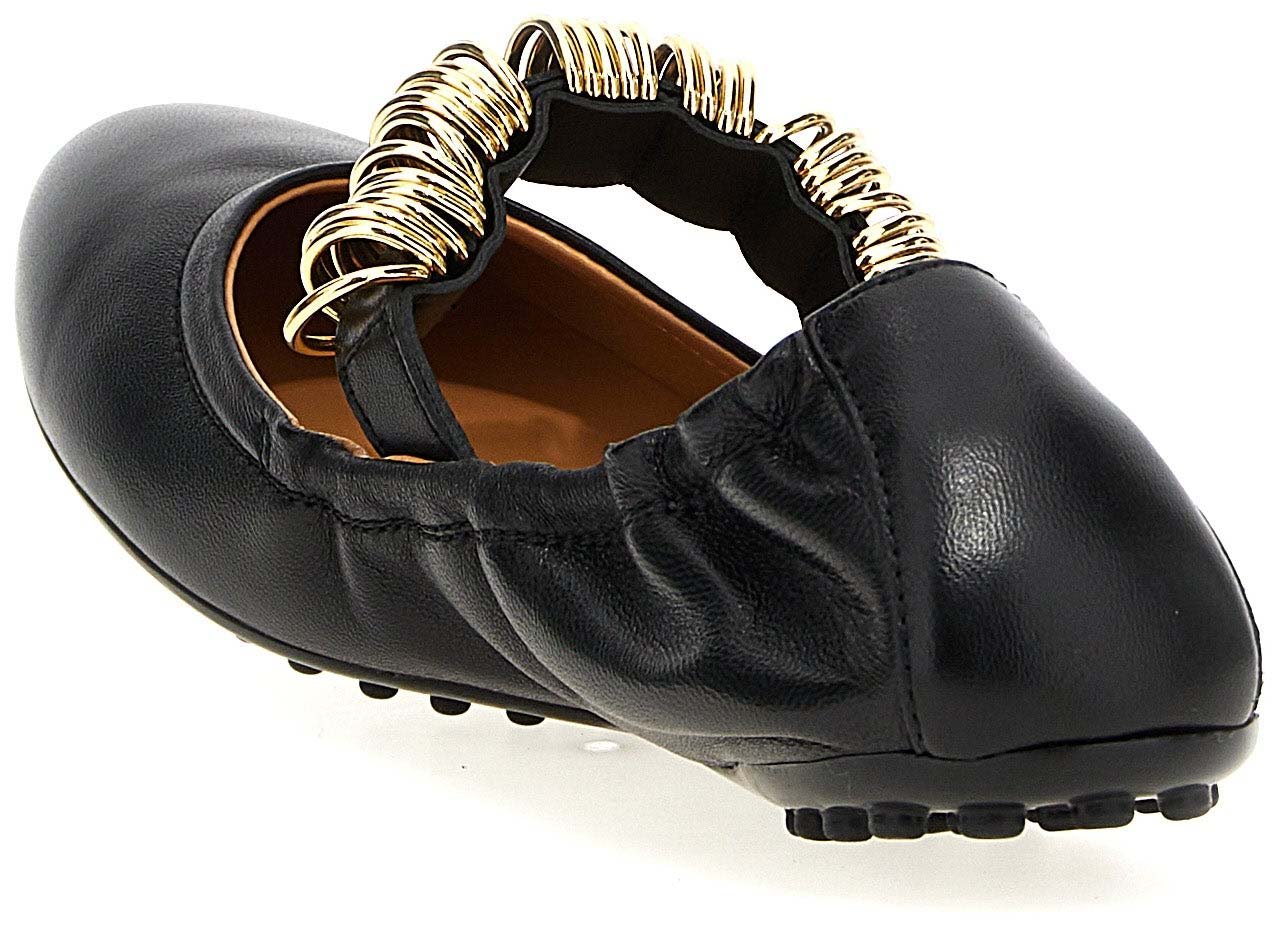 Tod's Black Lamb Leather Ballet Flats