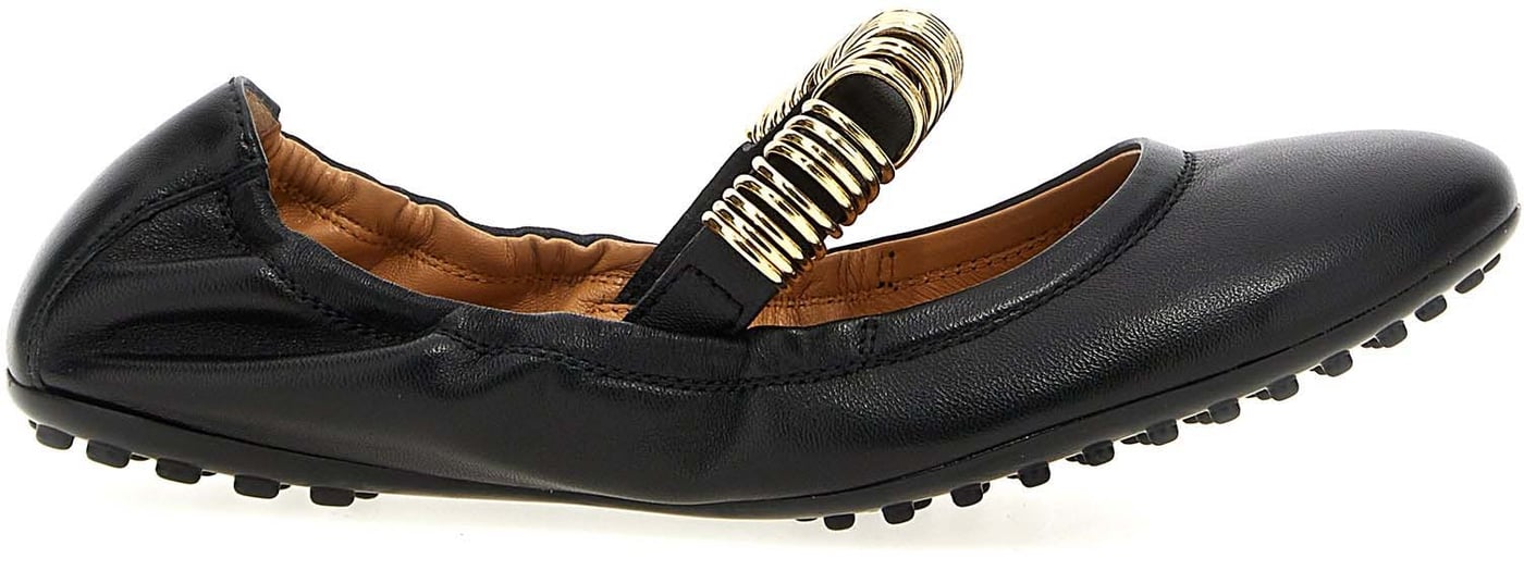 Tod's Black Lamb Leather Ballet Flats
