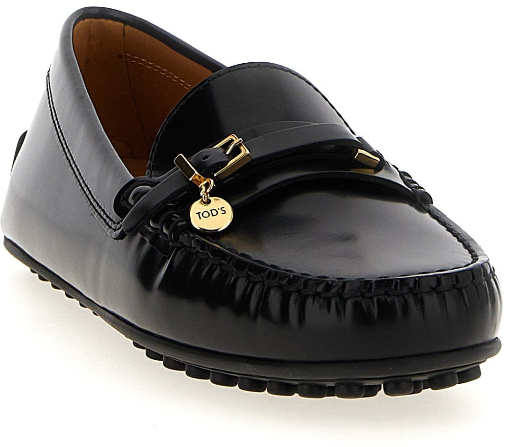 Tod's Black Calfskin Slip-On Loafers