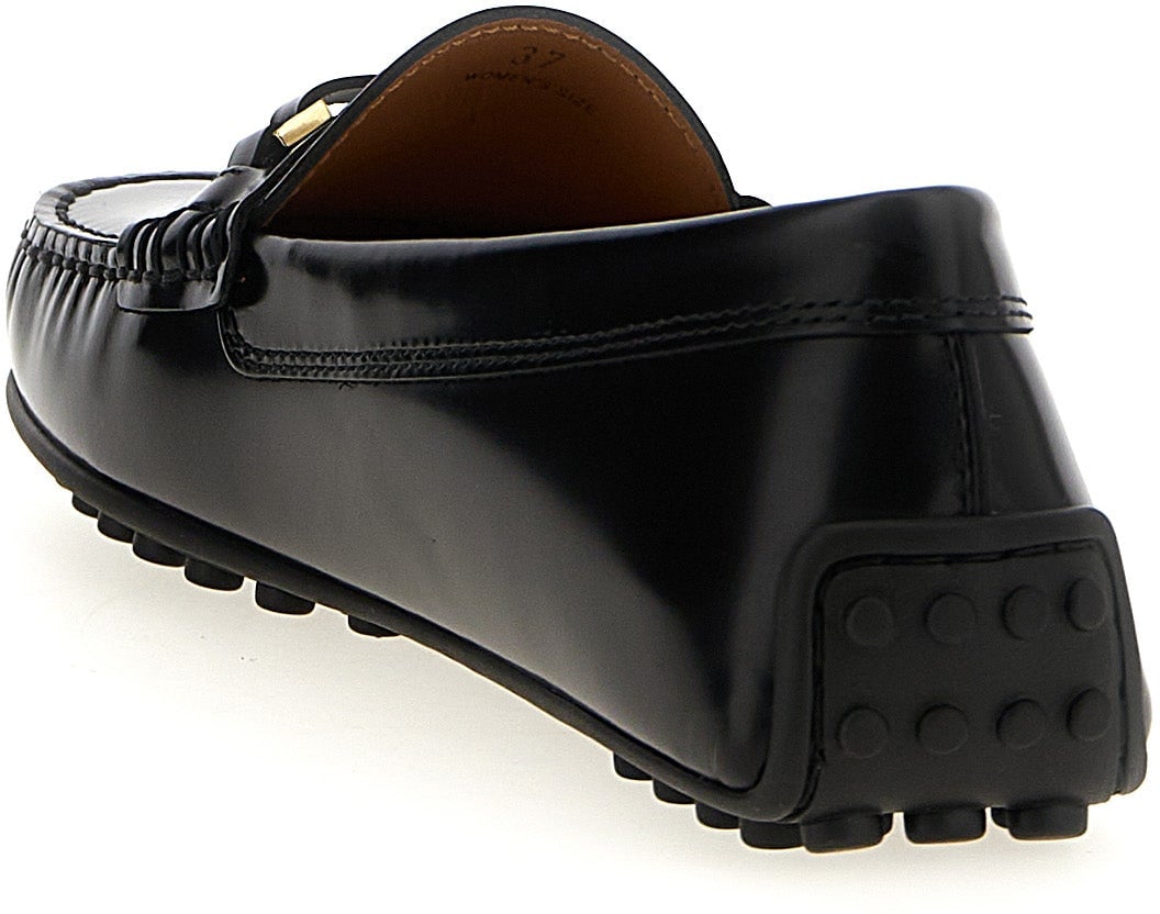 Tod's Black Calfskin Slip-On Loafers