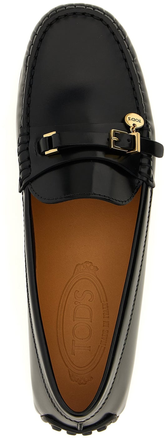 Tod's Black Calfskin Slip-On Loafers