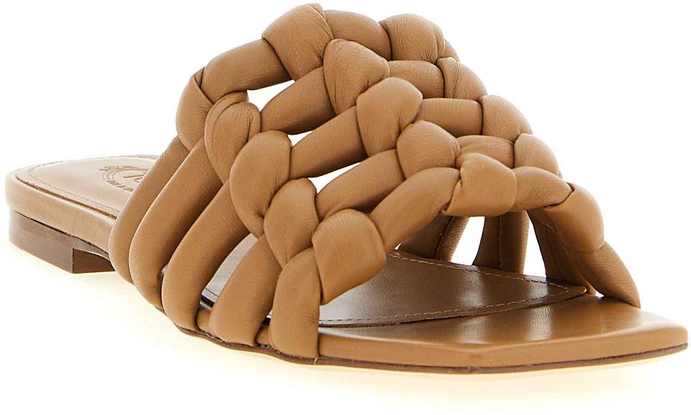 Tod's Brown Lambskin Slides