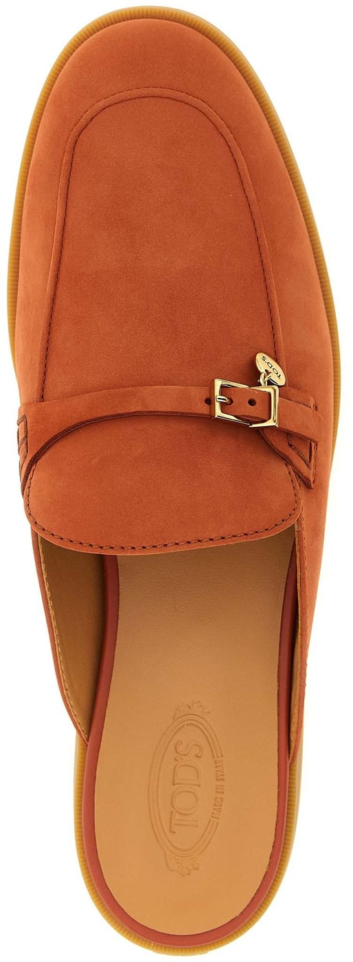 Tod's Orange Calfskin Mules