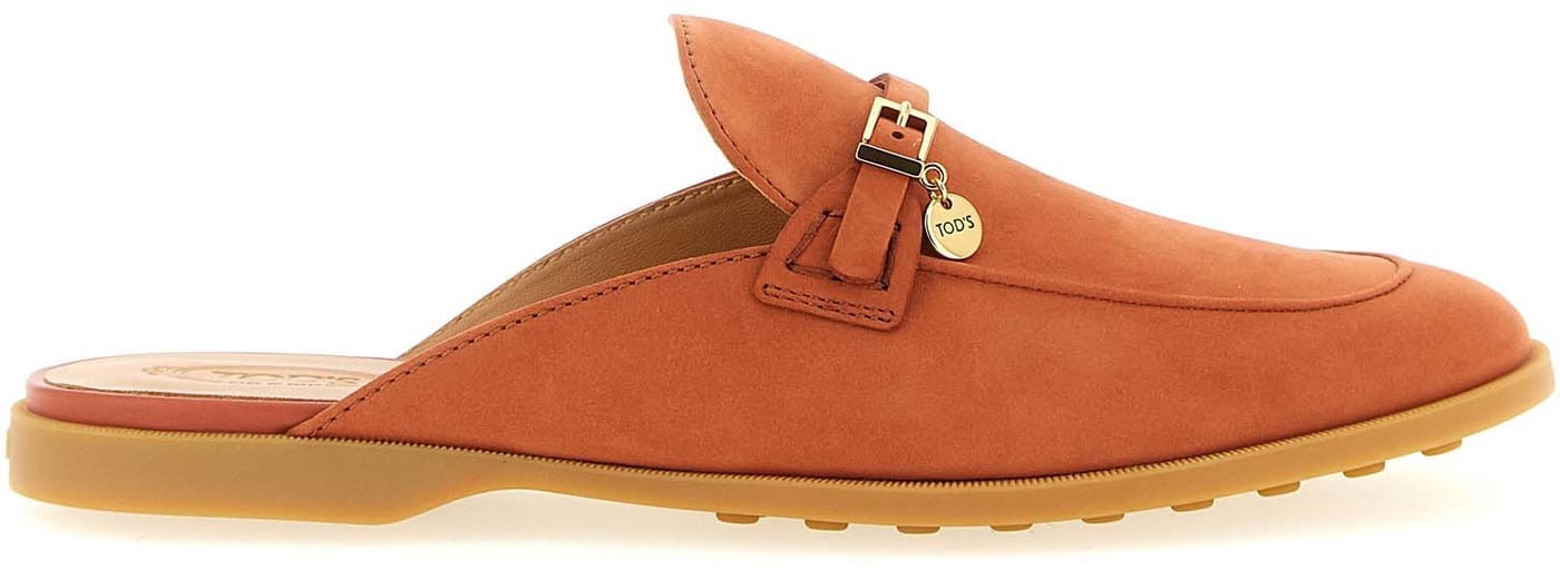 Tod's Orange Calfskin Mules