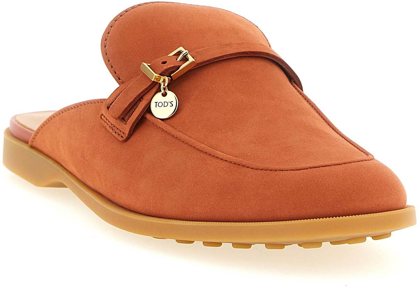 Tod's Orange Calfskin Mules