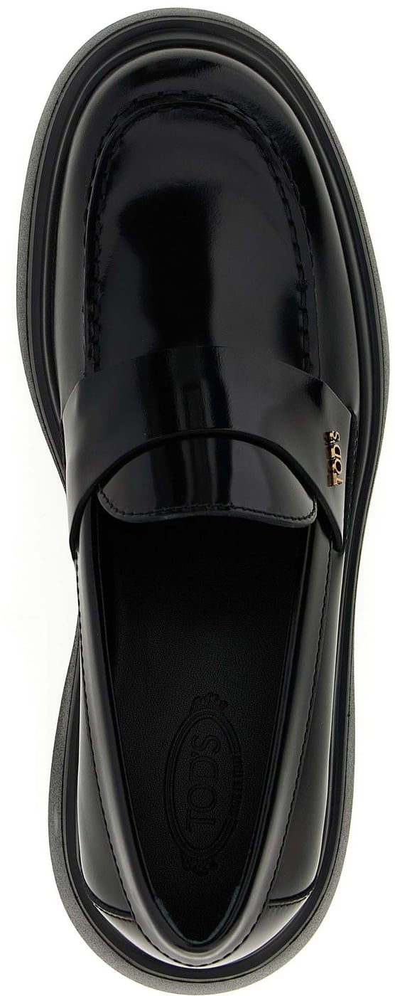 Tod's Black Calfskin Slip-On Loafers