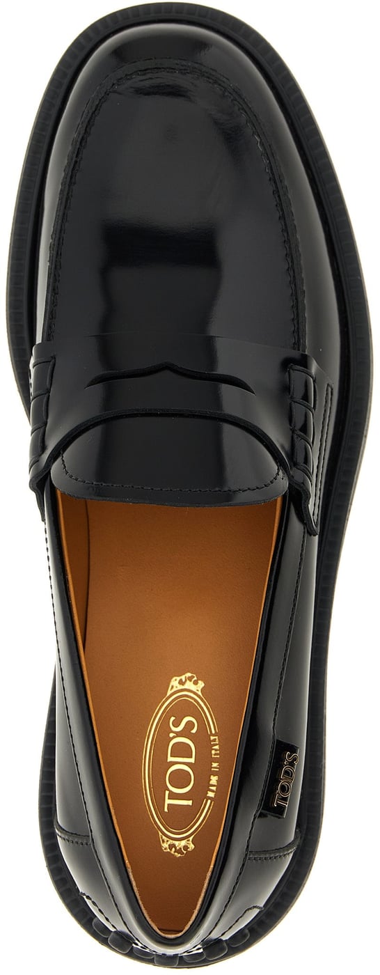 Tod's Black Calfskin Slip-On Loafers