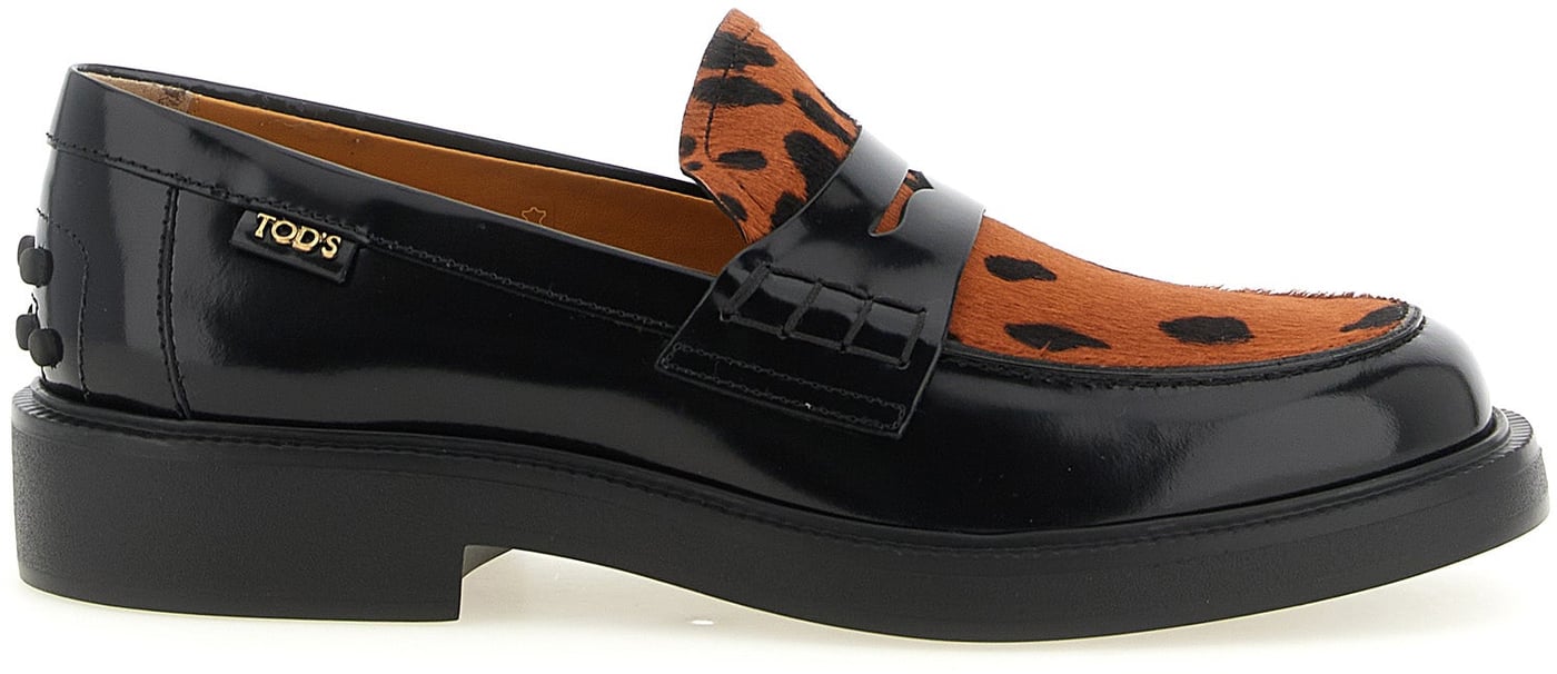 Tod's Black Calfskin Slip-On Loafers
