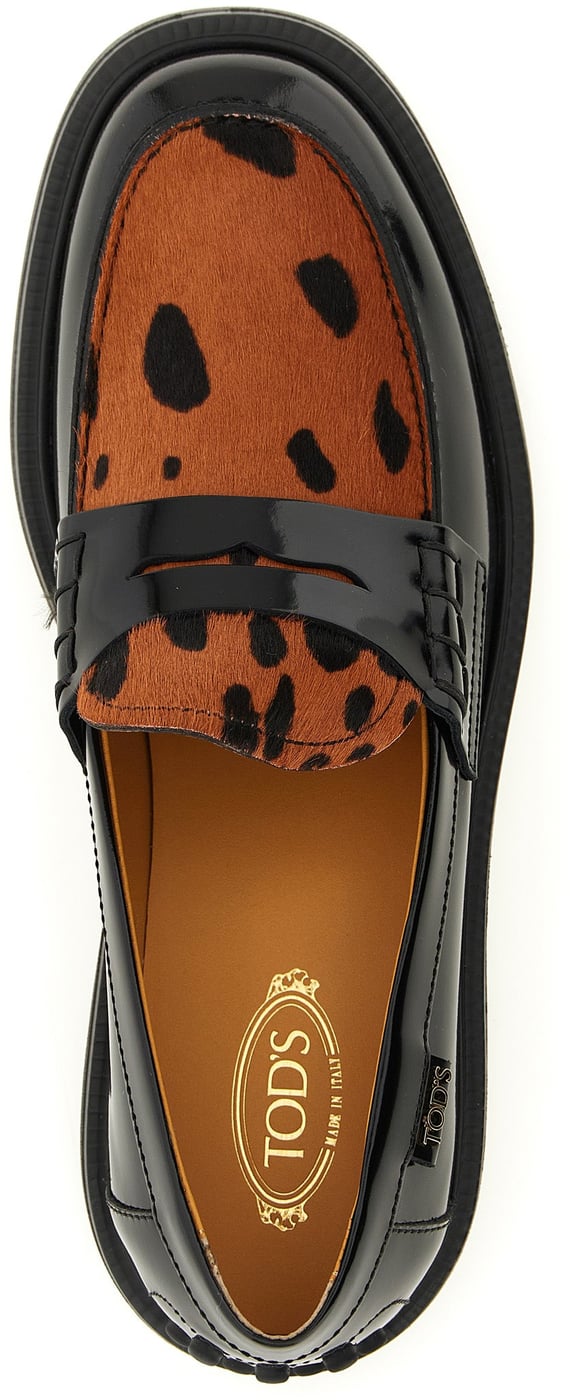 Tod's Black Calfskin Slip-On Loafers