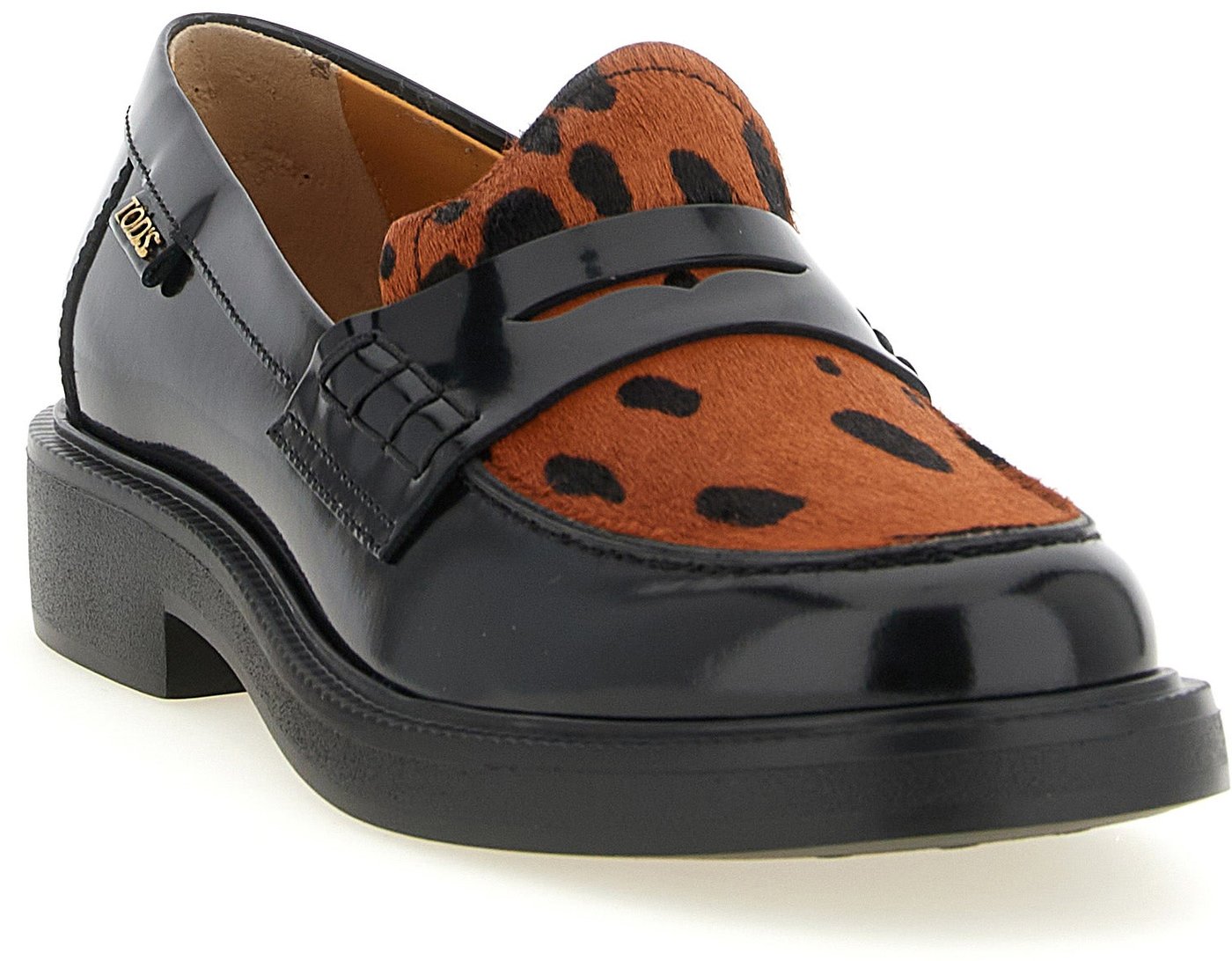 Tod's Black Calfskin Slip-On Loafers
