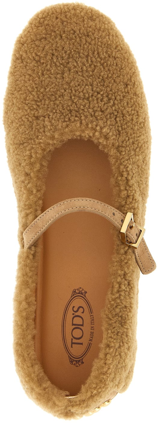 Tod's Beige Lamb Leather Ballet Flats