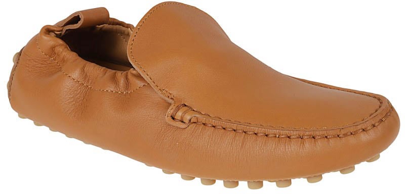 Slip-On Brown Calfskin Flat Shoes