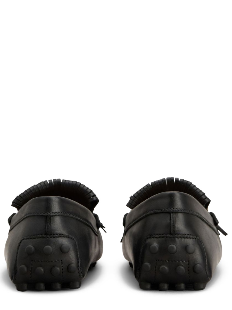 Black Fringe Tassel Leather Loafers