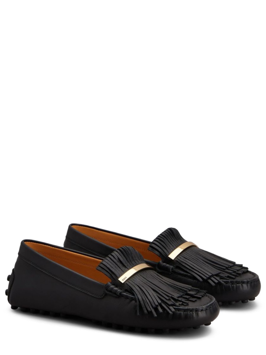 Black Fringe Tassel Leather Loafers