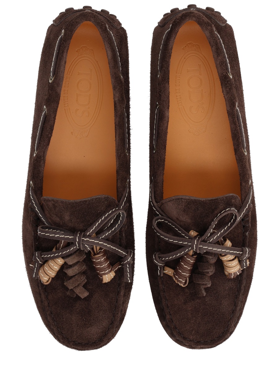 Suede Contrast Stitching Tassel Loafers