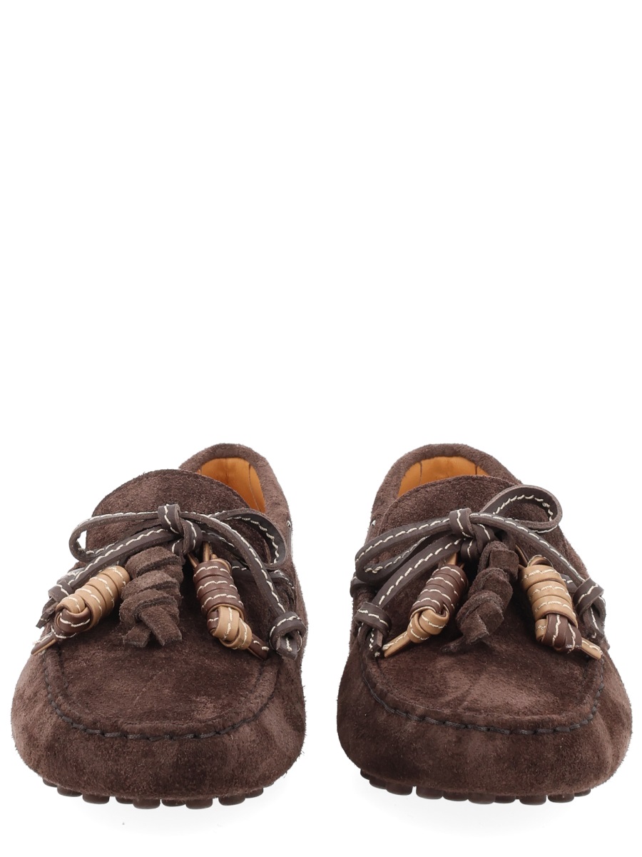 Suede Contrast Stitching Tassel Loafers