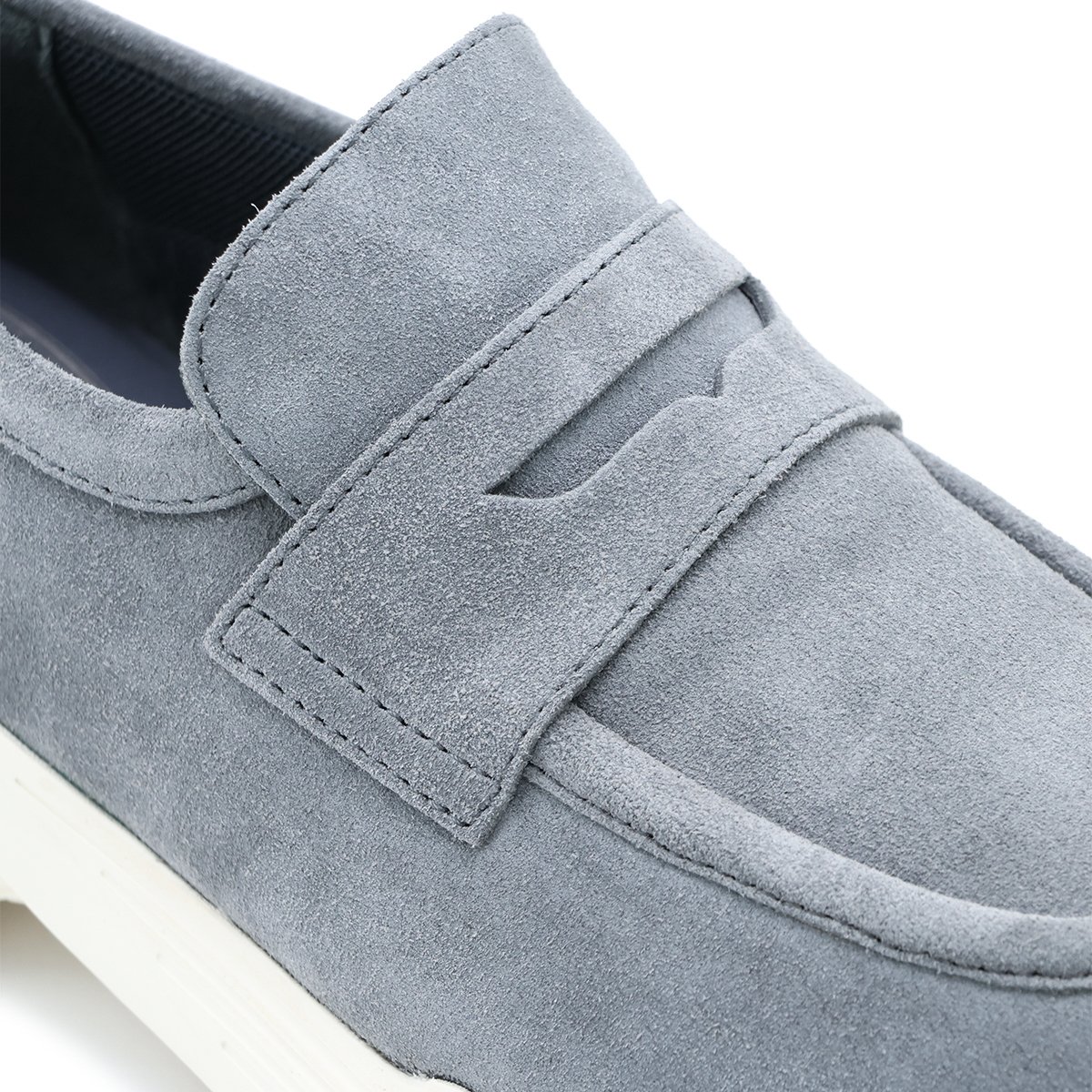 Loafer-Inspired Suede Flats with Contrasting Sole