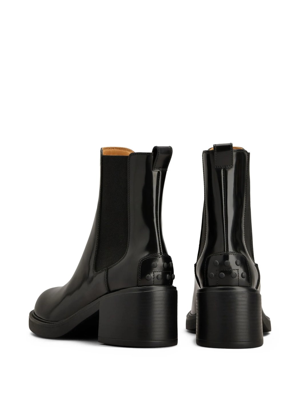 Polished Leather Ankle Boots with Elastic Side Panels