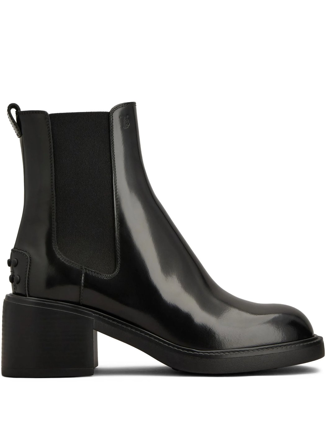 Polished Leather Ankle Boots with Elastic Side Panels