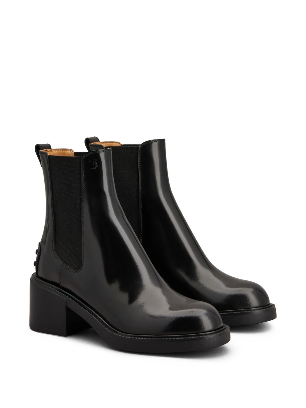 Polished Leather Ankle Boots with Elastic Side Panels
